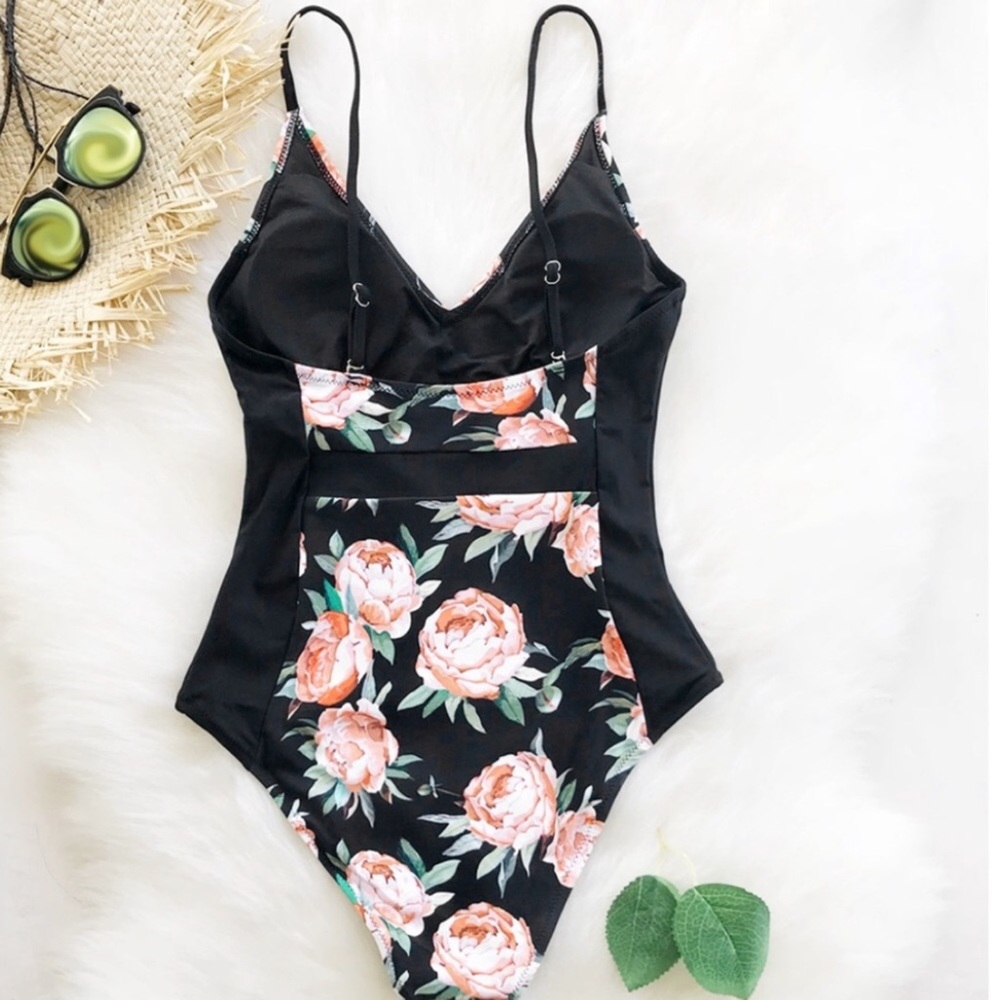 LAST ONE XL ONLY Black Floral One Piece - Picture 4 of 6